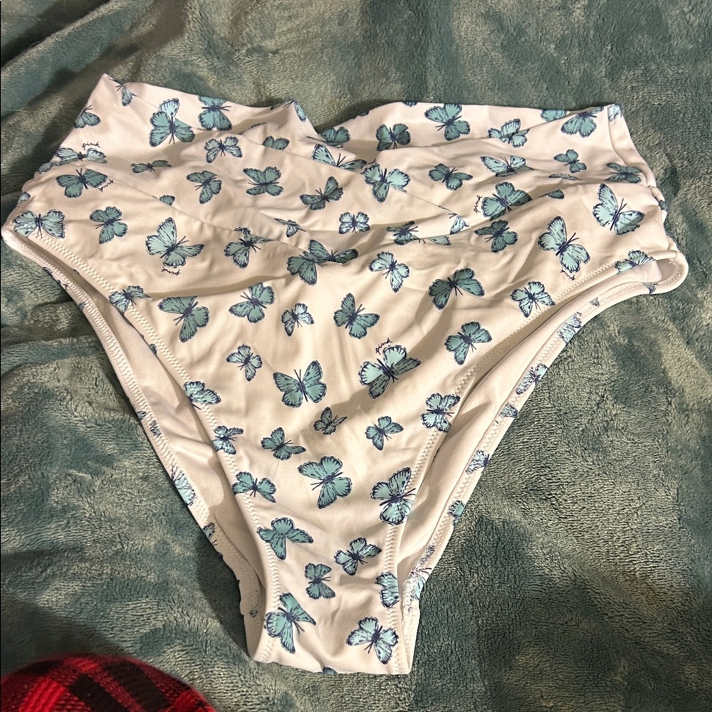 Victoria's Secret pink White and Blue Butterfly Bikini Bottom large